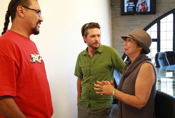 ManOne, Daniel Lahoda, and Isabel Rojas-Williams of the Mural Working Group I Ed Fuentes