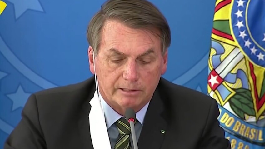 President Jair Bolsonaro of Brazil makes a statement.