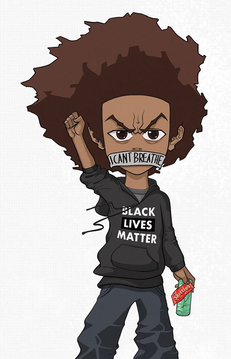 Drew Newman, drawing of "Huey" from Aaron McGruder's "The Boondocks," 2019. | Courtesy of the artist.