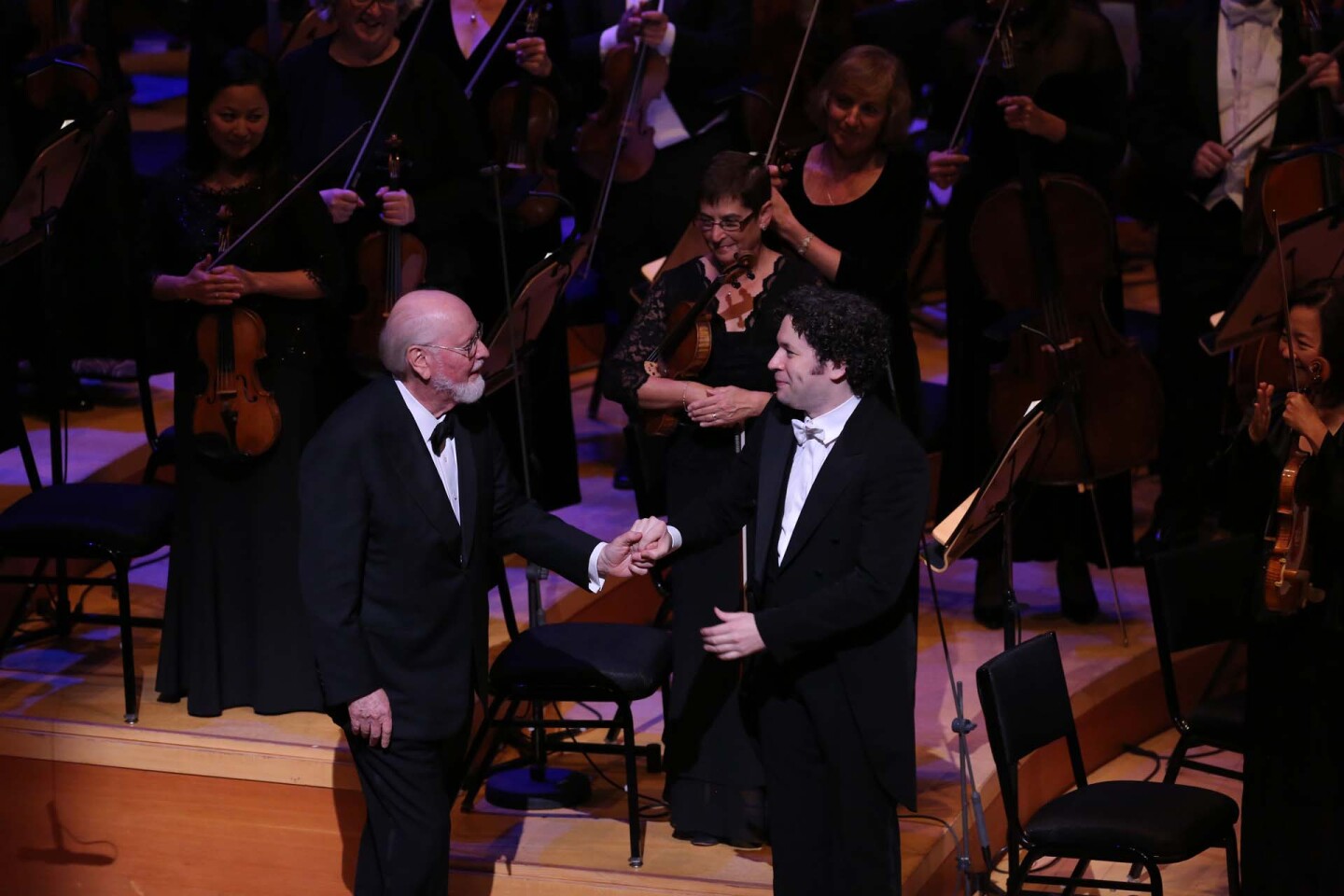 John Williams and Gustavo Dudamel at the Hollywood Bowl | Greg Grudt/Mathew Imaging