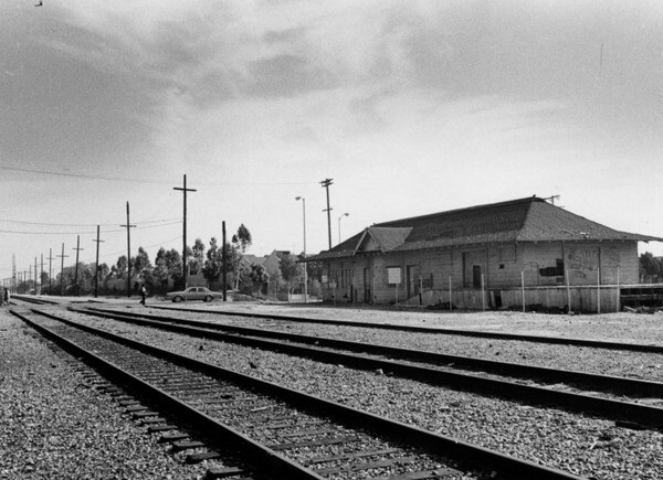 Watts Station served the Long Beach Line of the Pacific Electric Railway Company. The Blue Line operates on the old Pacific Electric right of way | Photo: Security Pacific National Bank Collection, Los Angeles Public Library