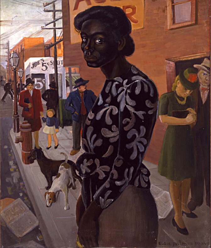 Elsie Palmer Payne, "Bus Stop," 1943, oil on canvas
