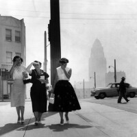 Three women on a downtown Los Angeles sidewalk - AMERICAN EXPERIENCE _Clearing the Air_ The War on Smog_.jpeg