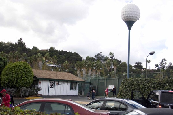 Entry to the L.A. River Greenway Trail is beyond the Weddington Golf and Tennis