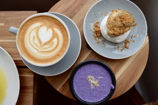 Ube chia seed pudding, off-menu ube pavlova, and bourbon vanilla latte | Danny Jensen