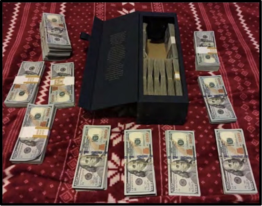 A photo from Huizar aide George Esparza’s iphone shows cash received from developer Justin Kim according to the federal indictment. | Photo from USA v. Huizar complaint