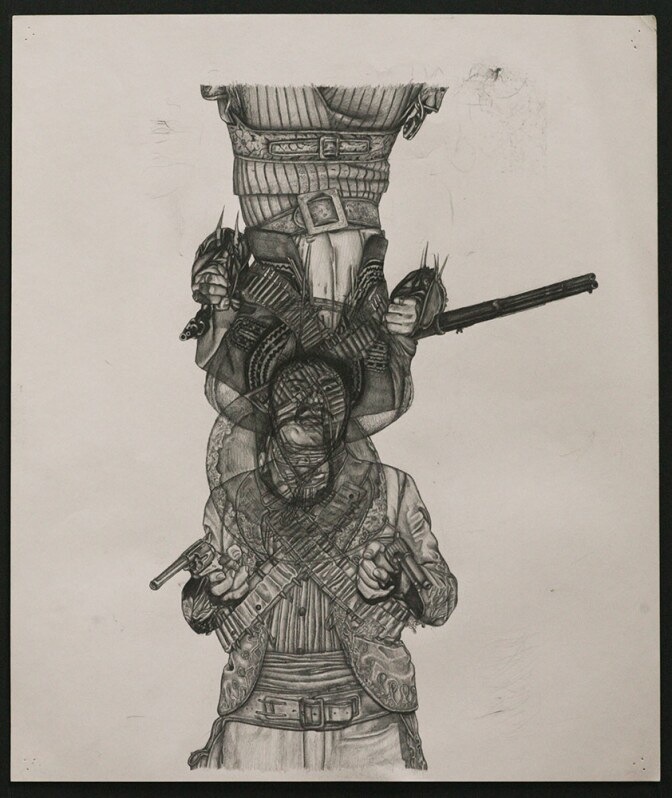 "Wonkey Honkey Tonkey without Donkey (When Jerry met Larry)" 2017 by Vincent Ramos. Mixed media on paper. | Courtesy of the artist