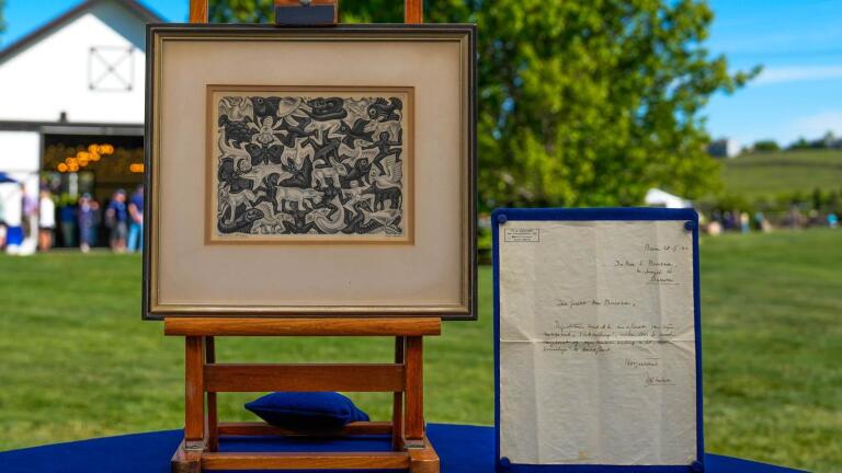Appraisal: 1951 M.C. Escher "Plane Filling I" with Letter
