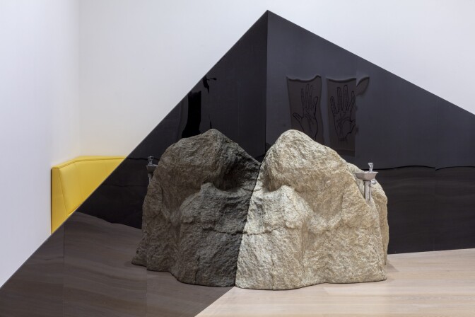 An installation view of Patrick Jackson's work at "Made in L.A. 2020: a version." at Hammer Museum, Los Angeles. | Joshua White / JWPictures.com.