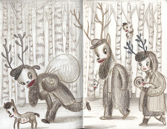 Sketchbook drawing by Gary Baseman, 2012