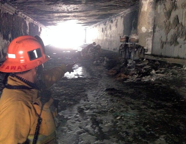 Crash at the I-5/2 freeway interchange that caused the fire | Photo: Courtesy of LAFD