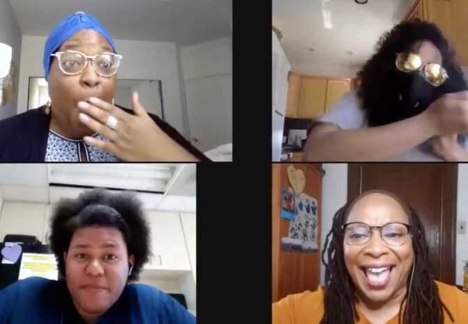 Clockwise from top left: Ann James, Tamara Perry, LeVanna Atkinson-Williams and Yolanda Snowball in “Water.” | Skylight Theatre Company