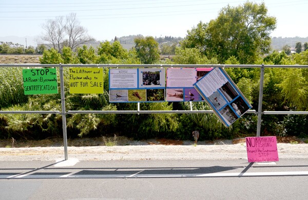 Protest signs right outside the event