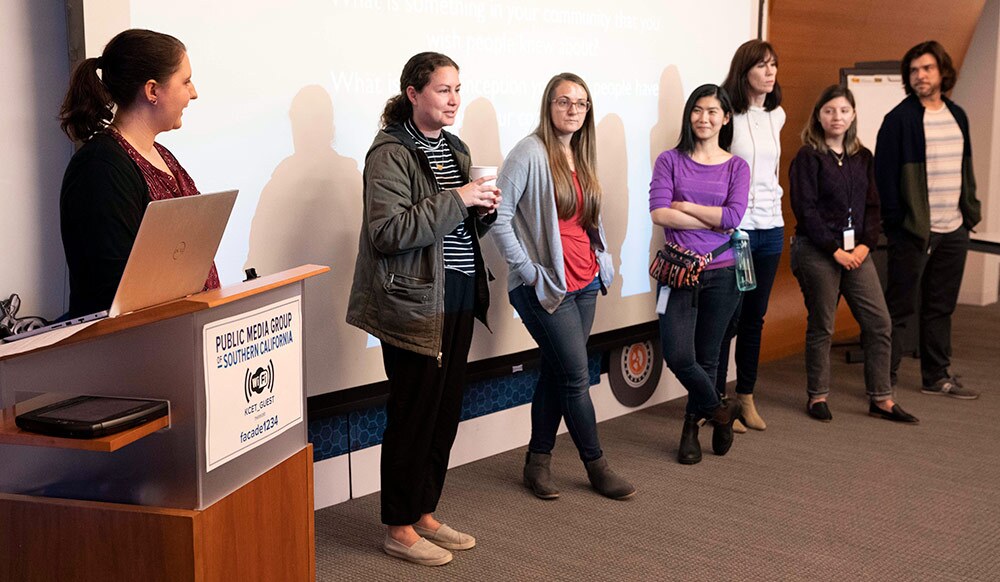 PBS SoCal and KCET staff talk about their career paths with Canyon High School students. | Carla Pineda