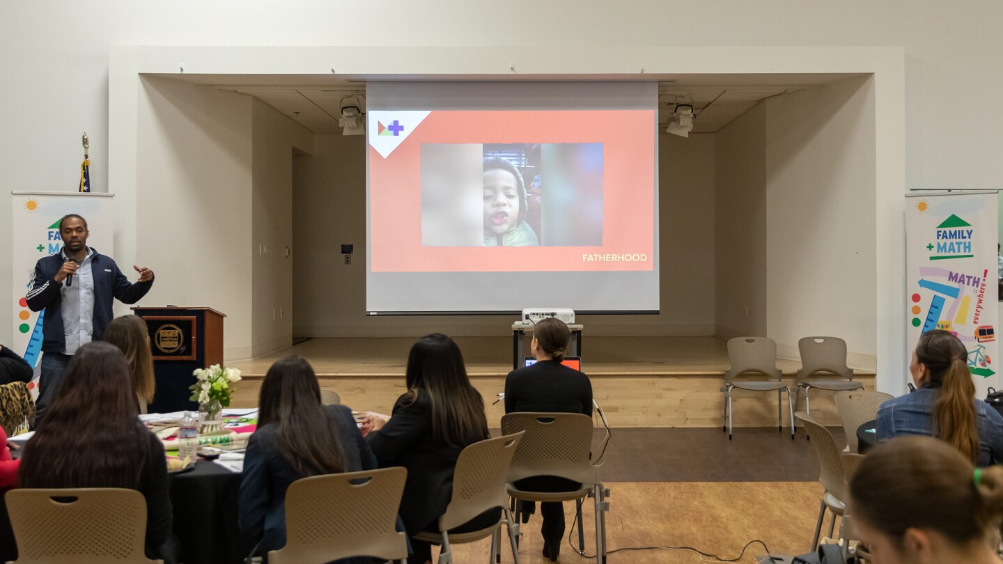 Omo Moses presents at the PBS SoCal Family Math Convening. | Mae Koo