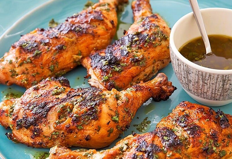 Grilled Chicken Leg Quarters with Lime Dressing