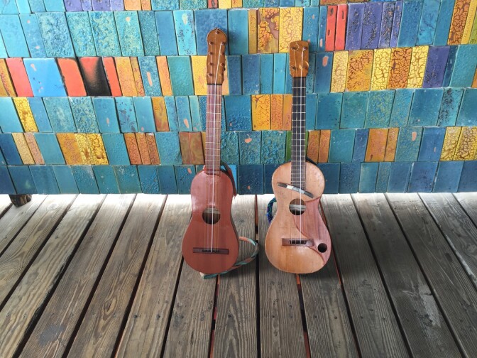 A jarana and a requinto at César Castro's workshop