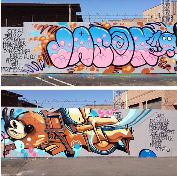 Hurley Back Wall Throw Ups by Craola and Jason Maloney