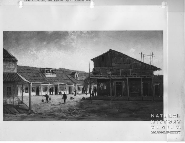 Painting of Old Chinatown, Los Angeles, 1886
