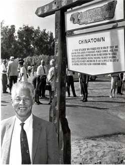 George Wong and the Chinatown Historic Marker in 1968 I Courtesy of Riverside Metropolitan Museum