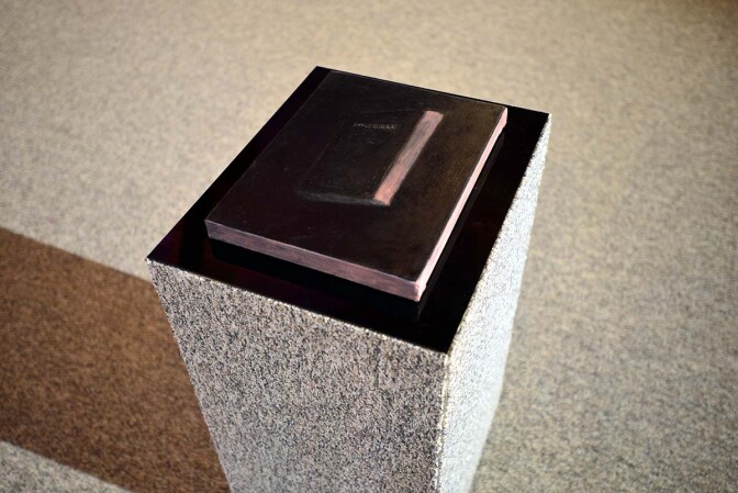 Dustin Metz, “Book Bible,” 2017, oil on canvas | Courtesy of Irenic Projects