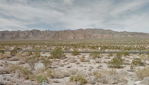 View near Chiriaco Summit, California, then known as Shaver Summit, once part of the Desert Training Center. | Screen shot of maps.google.com.
