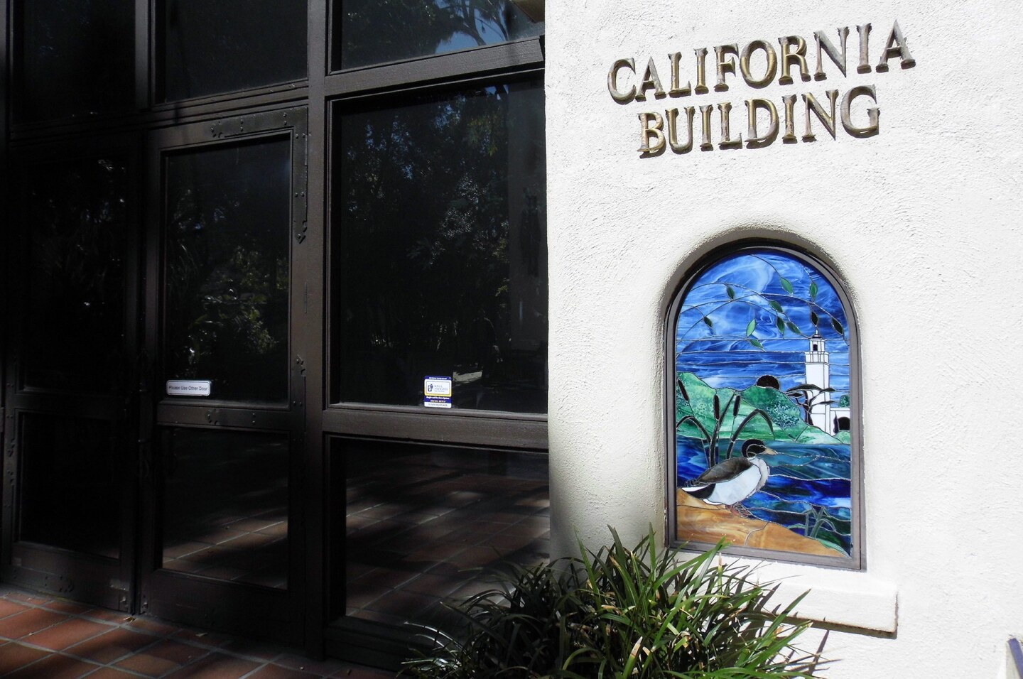 Entrance to the California Building, home to an exhibit that celebrates the L.A. River. | Sandi Hemmerlein