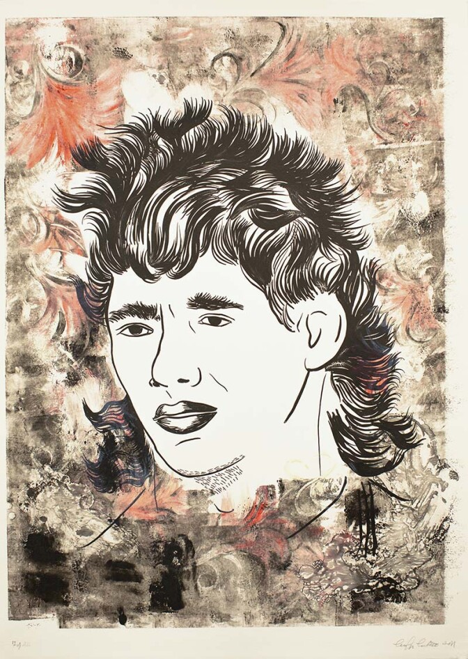 Carolyn Castaño Untitled (Of Nation and Fútbol), 2010. Monoprint | Courtesy of El Nopal Press