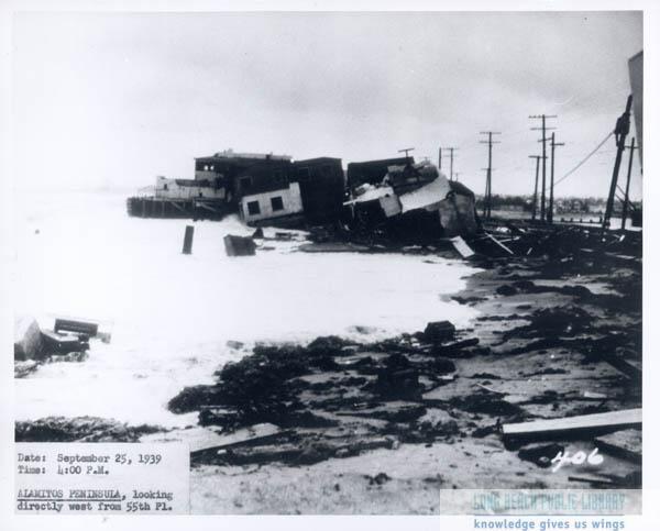 The aftermath of the 1939 tropical storm on Alamitos Bay.