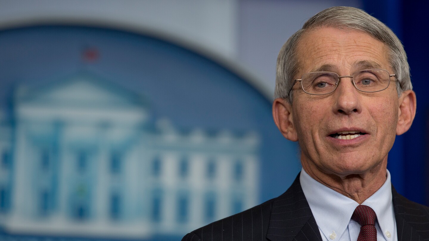 Dr. Anthony Fauci at a press conference.