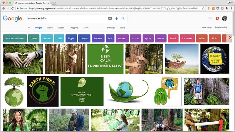 Google "environmentalist," and what do you find? | Screen capture: KCET