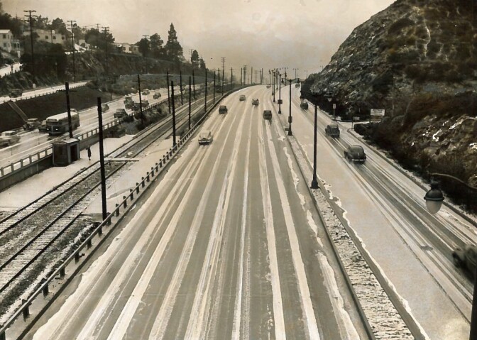 Snow on the Cahuenga Pass, February 7, 1948