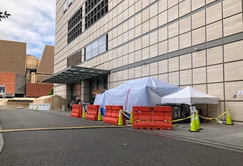 Coronavirus testing Stations Outside of ER at UCLA | Photo taken by Karen Foshay