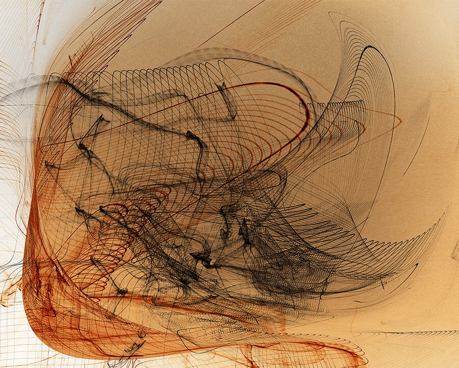 "Wave" by Echo Lew, 2016, Photography of moving light printed in ink, with watercolor on fine art paper.