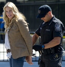 Actress Daryl Hannah was arrested during a protest against the construction of the Keystone XL pipeline outside the White House in August | SAUL LOEB/AFP/Getty Images