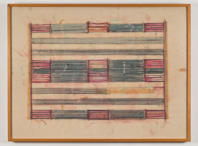 Ed Moses, "Untitled," 1972. Graphite, crayon, and masking tape on vellum. 24 1/2 x 32 1/2 inches. Collection of Dr. and Mrs. Ken Tokita. © 2015 Ed Moses, photo. © 2015 Museum Associates/ LACMA, by Brian Forrest.