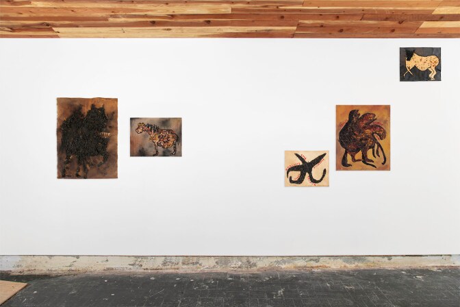 Installation view, Akina Cox, “Apokalypsis” | Photo: Walker Olesen, Courtesy of the artist and BOZOMAG