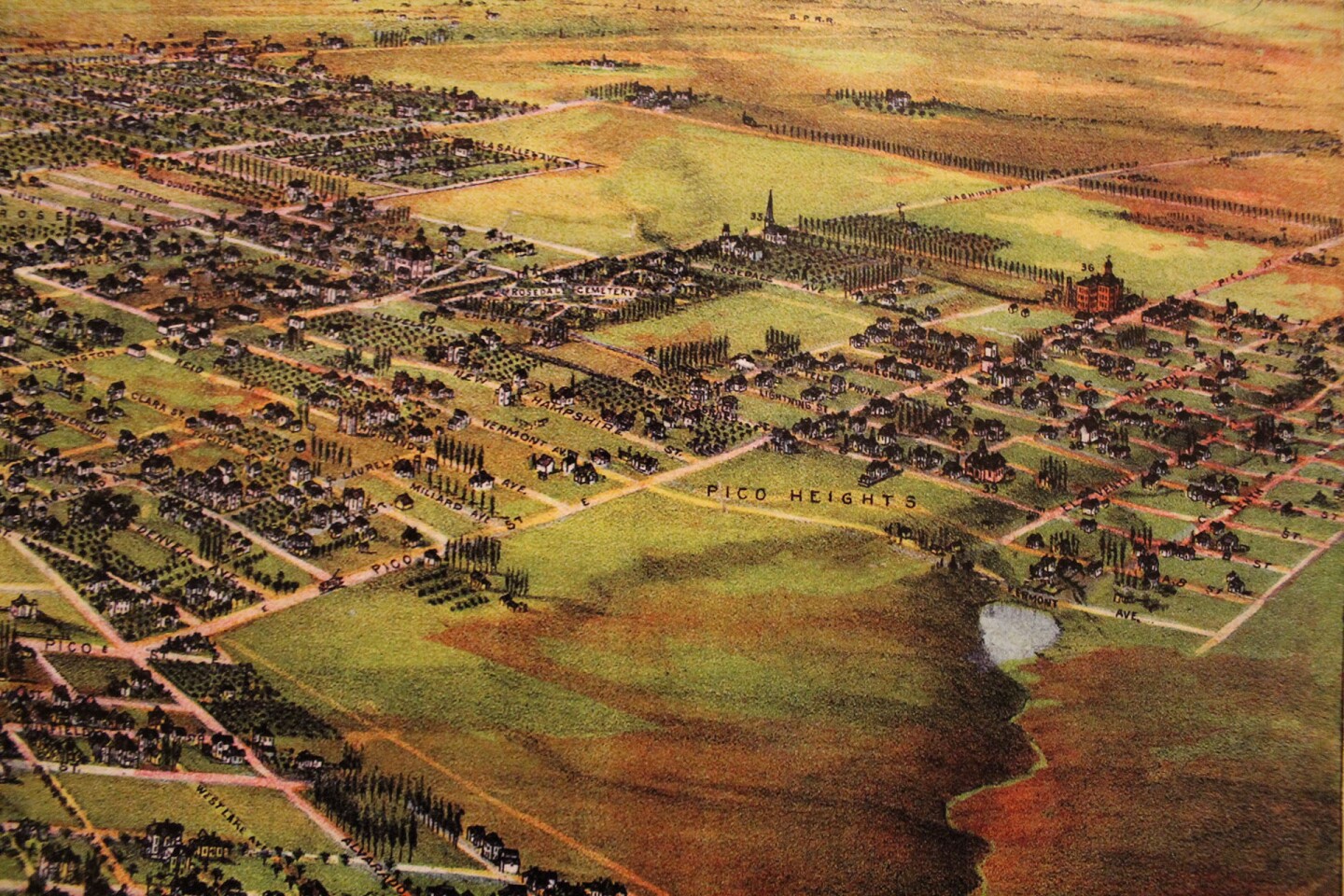 Pico Heights on an 1894 birdseye city view