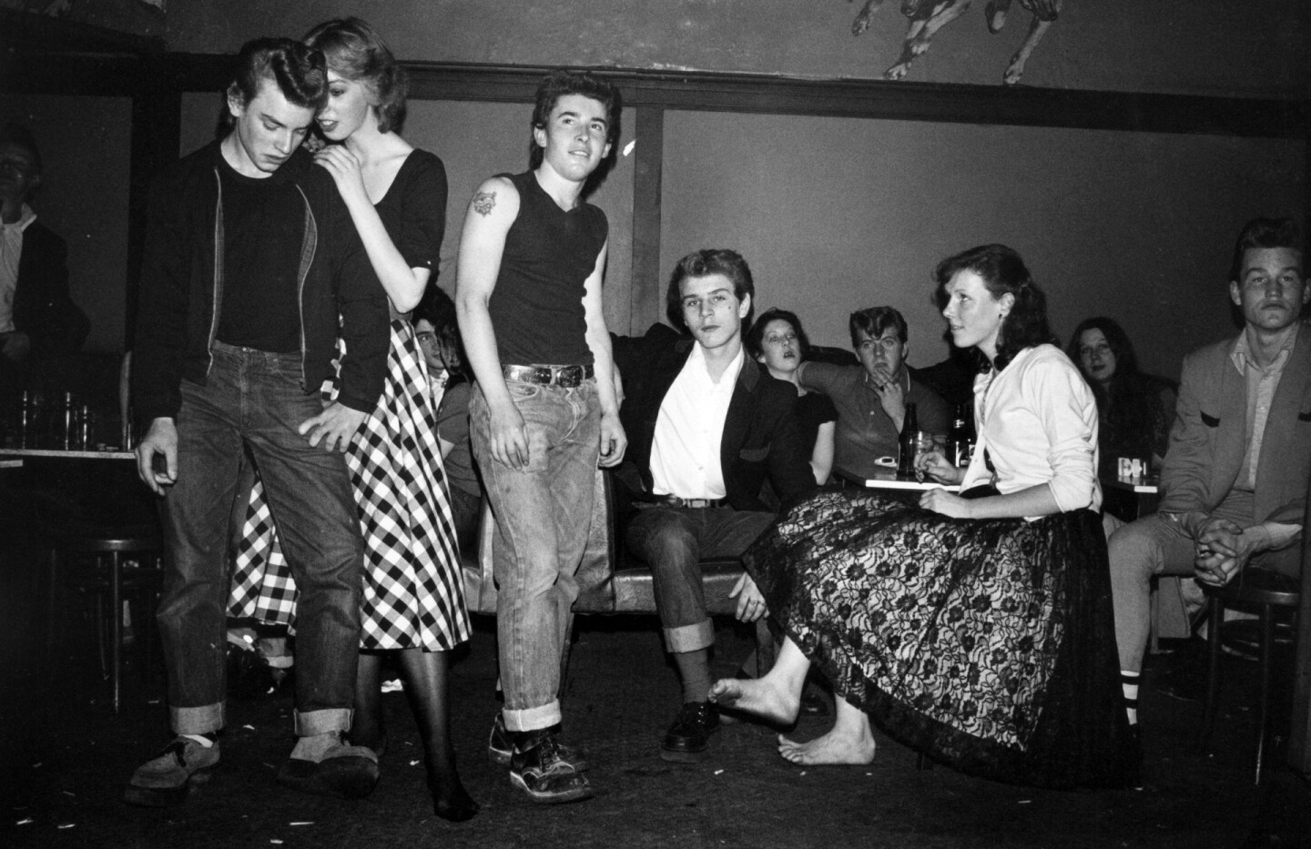 Rockers Teddy Boys and girls at The George pub Hammersmith London November 1976