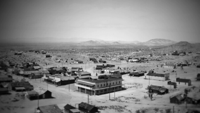 The Nevada town of searchlight is surrounded by desert.