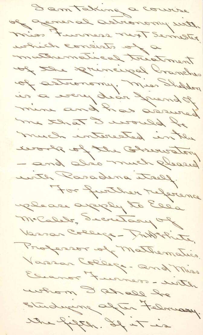 Letter to F.H. Seares of Mt. Wilson observatory from Ruth Barnett p3 | Image courtesy of the Observatories of the Carnegie Institution for Science Collection at the Huntington Library, San Marino, California