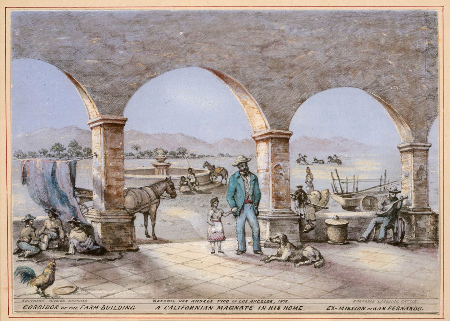 Andres Pico on his Rancho Ex-Mission de San Fernando in 1865
