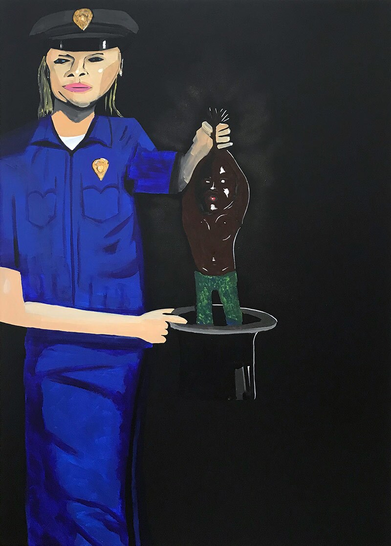 Forrest Kirk, “Black Magic” (left), 2018 (diptych). Courtesy of Chimento Contemporary. | Ruben Diaz
