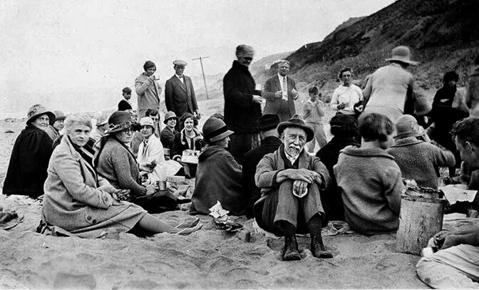 Among the tide pools at Santa Monica, 1920s