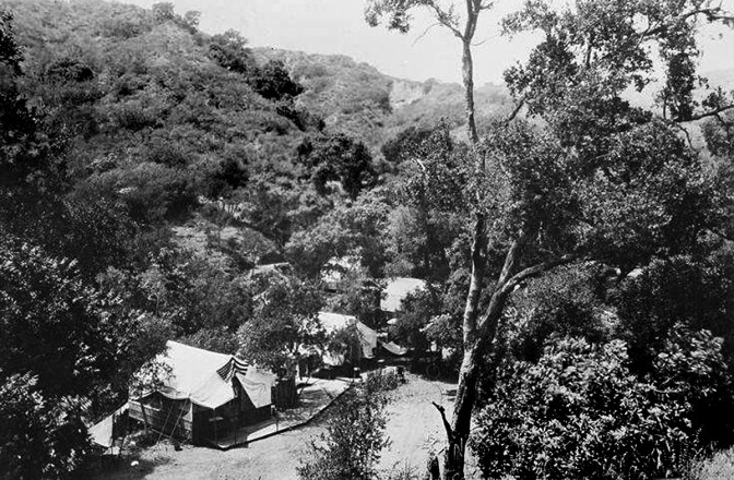 Tent city in Temescal Canyon