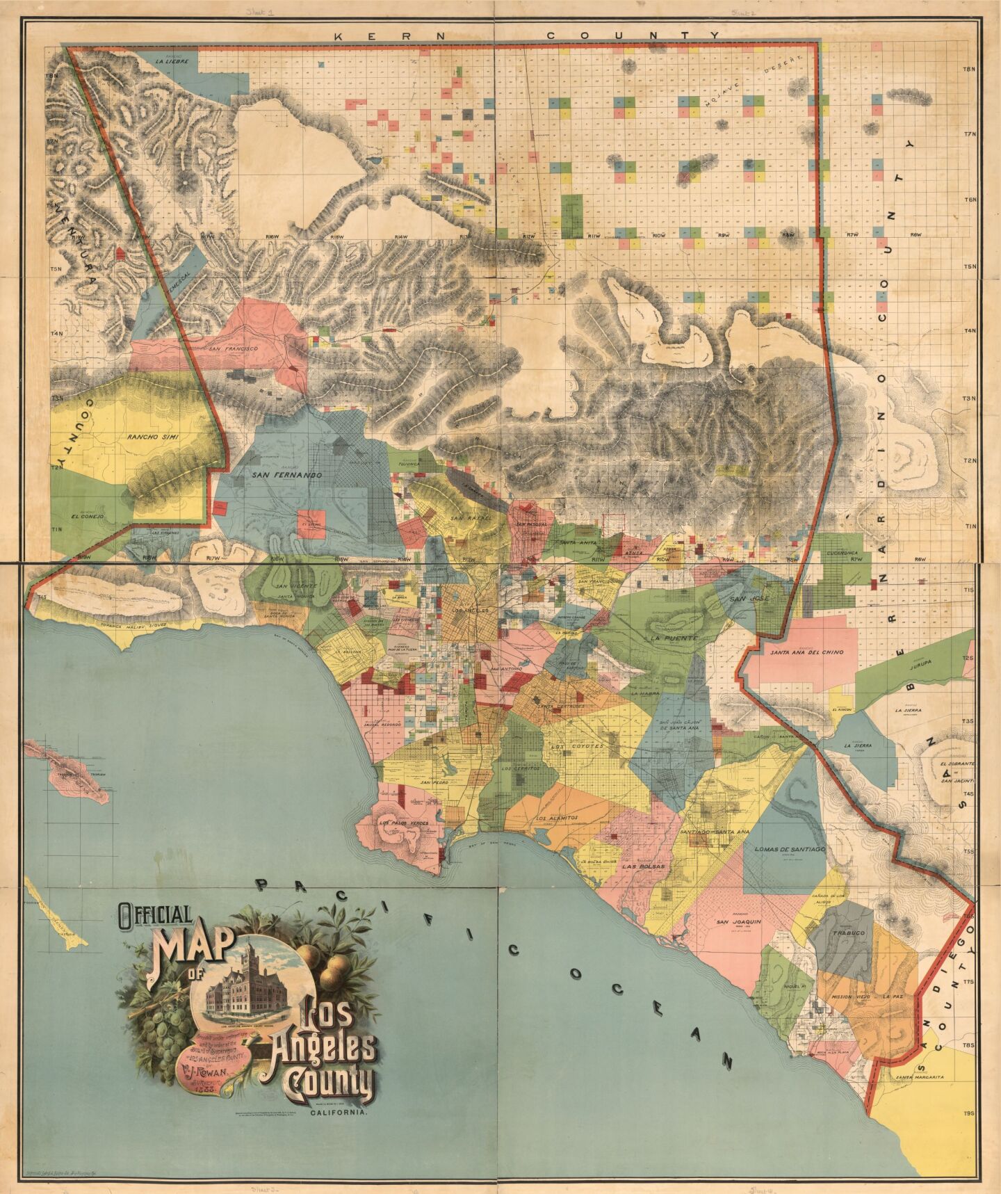 1888 map of Los Angeles County
