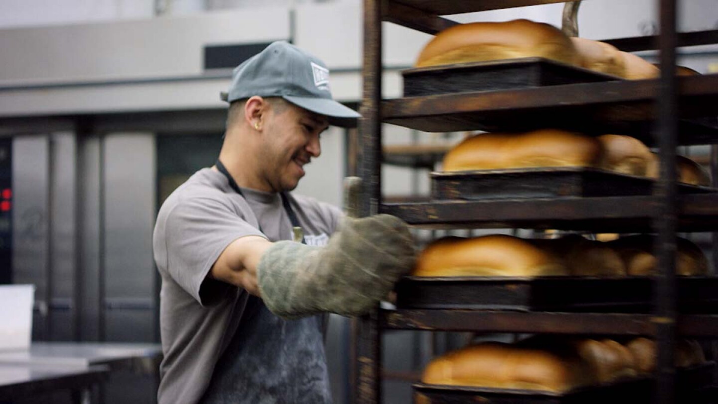 Baking bread at Homeboy Industries | Still from "Broken Bread"