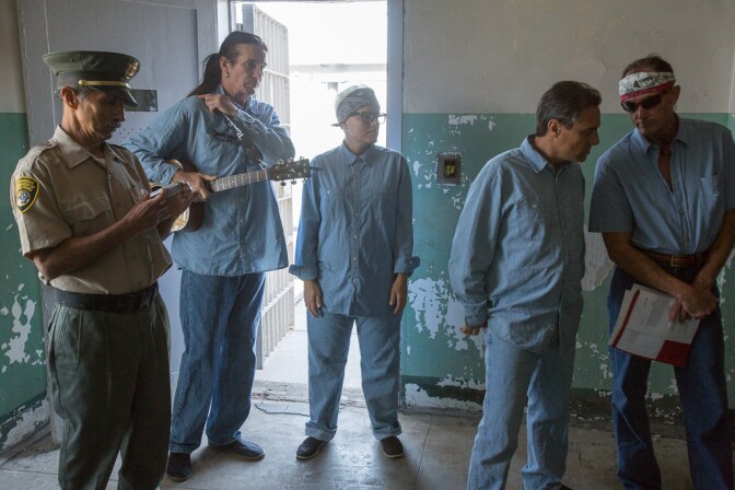 Actors with Santa Maria's Poetic Justice Project perform the play "In the Kitchen with a Knife" at Alcatraz