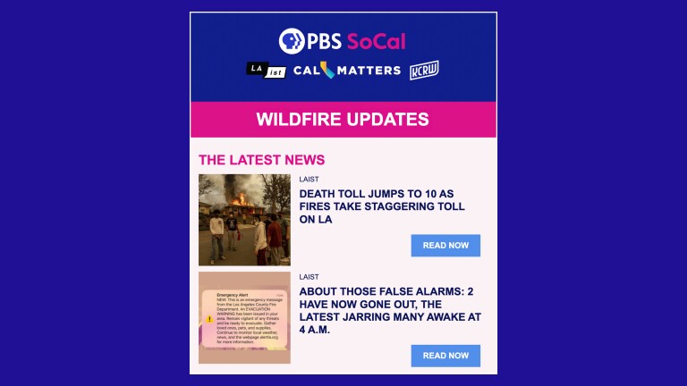 Logos: PBS SoCal, KCRW, CalMatters, LAist