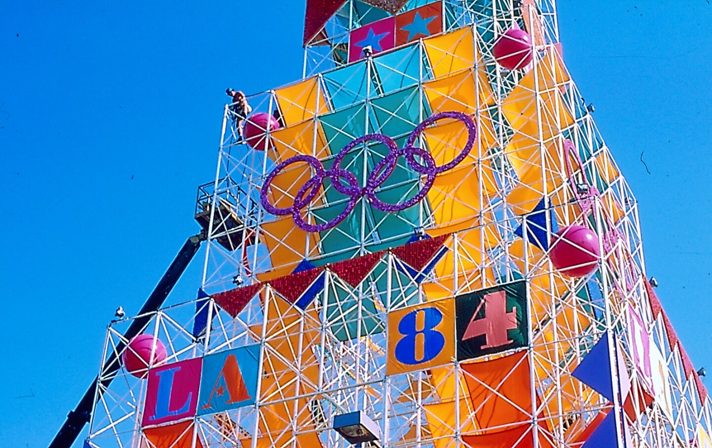 A light structure similar to scaffolds were used in the 1984 Los Angeles Olympics.